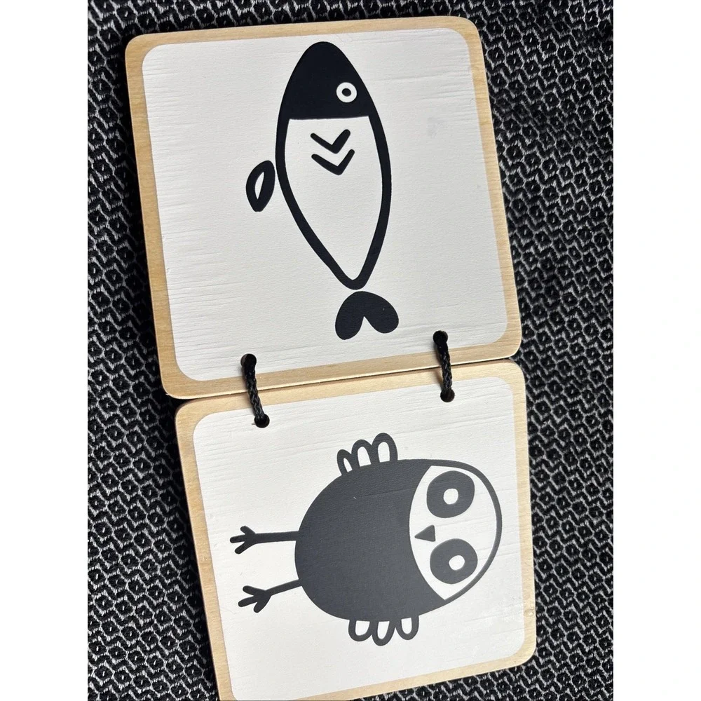 Lovevery Wooden High Contrast Animal Board Book Used From Looker Kit Black White